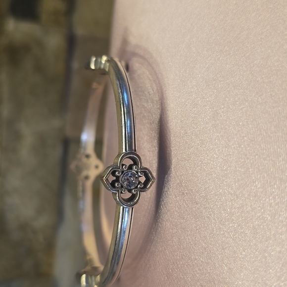 Brighron Toledo Silver Bangle Bracelet with Floral Accent - Picture 2 of 3